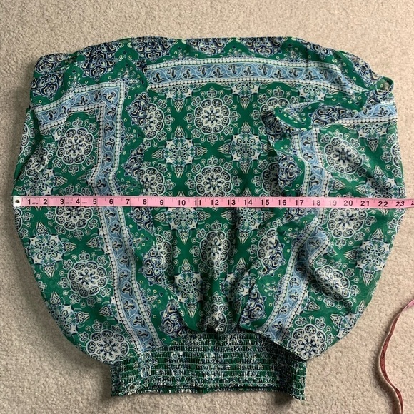 Max Studio Boho Batwing Floral Top Women Small Green - Picture 5 of 8